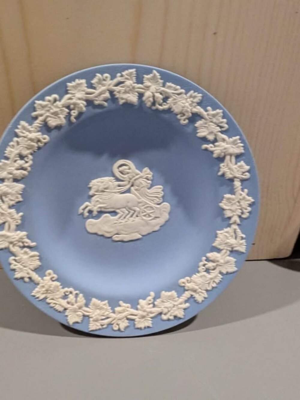Wedgwood Blue Jasperware Pin Dish Aurora and the Chariot of Dawn 1970s